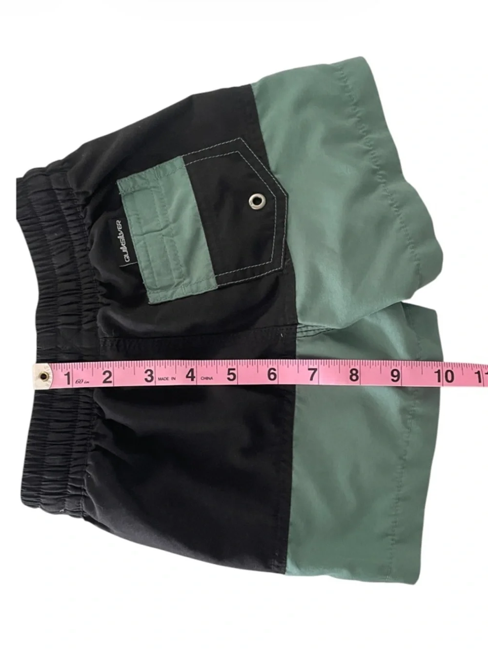 Quiksilver Black and Sage Green Colorblock Swim Shorts